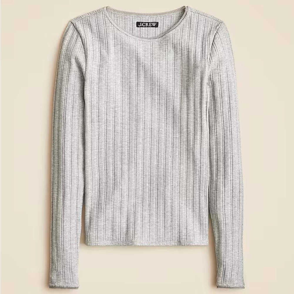 J. Crew grey pointelle long sleeve tee-shirt
